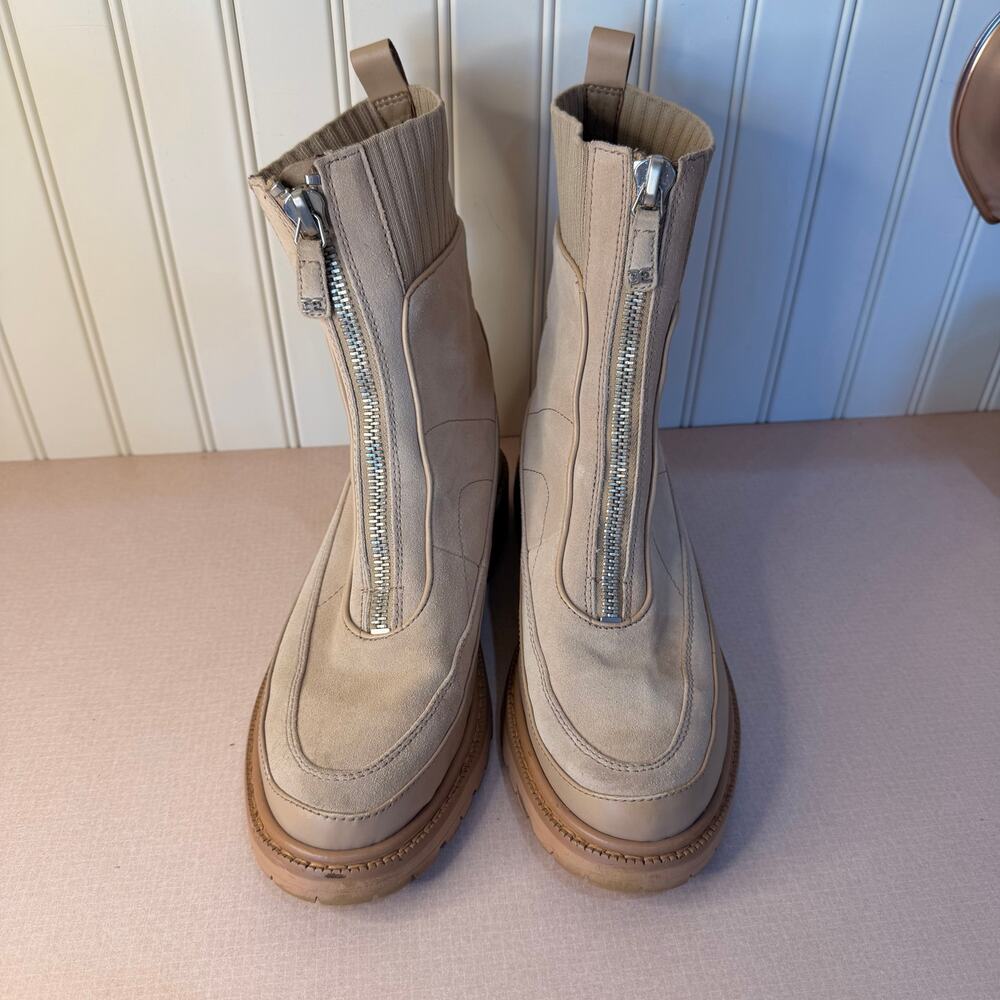 Sam Edelman Leone Lug Sole Chelsea Boot - Sesame Tan Zip Up- Size 8.5 - Picture 3 of 7